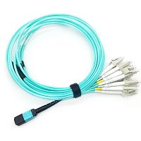 Сборка кабельная MPO-12LC, 12 волокон OM3, низкие потери, LSZH, 2 м, аква | код LAN-12M-12LC/OM3-2.0 | LANMASTER