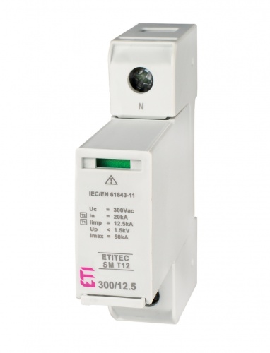 Ограничитель перенапряжения ETITEC SM T12 300/12,5 (1+0, 1p, TNC) | код 002440540 | ETI Ограничитель перенапряжения ETITEC SM T12 300/12,5 (1+0, 1p, TNC) | код 002440540 | ETI