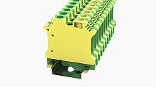 PC6-PE-01P-1Y-00Z(H) Клеммный блок (клеммник) заземл. винт., на DIN-рельс TS-35/TS-32, сеч. пров. 24-8AWG/ до 6.0 кв.мм, желто-зелен. изол., Hобщ. = 46.0 мм, шир. 8.2 мм | код 11010000097 | DEGSON
