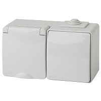 Блок розетка+выкл. ОП Эра Эксперт 11-7601-03 16А(10AX)-250В гориз. IP65 сер. ЭРА Б0035993