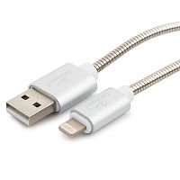 Кабель Cablexpert для Apple CC-G-APUSB02S-1M, AM/Lightning, серия Gold, длина 1м, серебро, блистер | код CC-G-APUSB02S-1M | Cablexpert