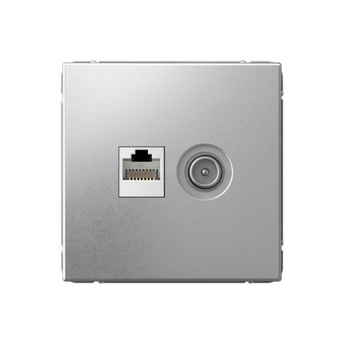 Розетка компьютерная + телевизионная 2-м ArtGallery RJ45 + TV кат.5E алюм. | код GAL000389 | Systeme Electric
