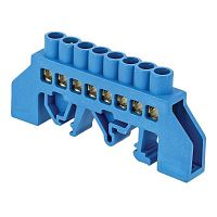 Шина 0 8х12мм²125 Ампер 8х12 8 отв/нейлон. корп. на DIN-рейку латунь | код. sn0-125-8-dn | EKF