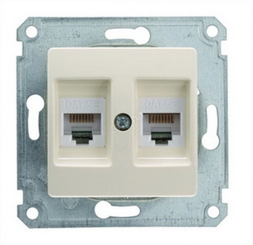 Lillium Розетка двойная телефонная в рамку евро бежевая | код 30010034 | Makel