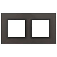 Рамка на 2 поста, стекло, Эра Elegance, серый+антр, 14-5102-32 | код Б0034504 | ЭРА