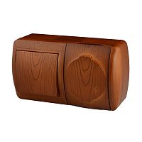 Ната Выключатель +розетка с/з с/кр сосна гориз | код 710-0800-170 | LEZARD