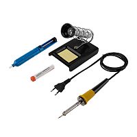 Набор для пайки REXANT №4 (паяльник 30 Вт, оловоотсос, подставка, припой, губка) | код 12-0163 | REXANT