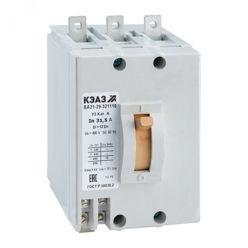 Выключатель автоматический ВА21-29-321110-0.6А-3Iн-380AC-У3-АЭС | код 101663 | КЭАЗ Выключатель автоматический ВА21-29-321110-0.6А-3Iн-380AC-У3-АЭС | код 101663 | КЭАЗ
