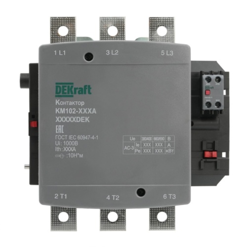 Контактор 500А 110В_АС АС3_ АС4 1НО+1НЗ КМ-102 | код 21969DEK | DEKraft