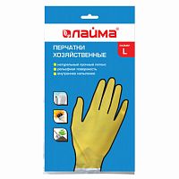 Перчатки хозяйственные латексные LAIMA Стандарт , МНОГОРАЗОВЫЕ, хлопчатобумажное напыление, размер L (большой) | код 600270 | LAIMA