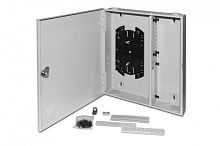 Бокс оптический универсальный настенный от 8 до 32 портов (SC duplex LC ST FC) со сплайс пластиной без пигтейлов и проходных адаптеров серый, Hyperline FO-WBX-4xSLT-W140H42-32UN-GY | код 250442 | Hyperline