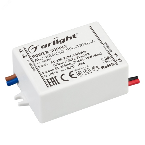 Блок питания ARJ-KE40250-PFC-TRIAC-A (10W, 250mA) (ARL, IP44 Пластик, 5 лет) | код 28780 | Arlight