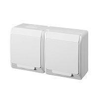 HERMES - Розетка 2x2P+E, 16A/250V, с крышкой, IP44, белый | код 0325-02 | Elektro-plast Nasielsk