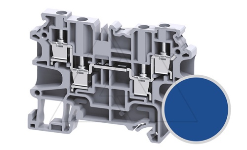 Клемма проходная CY4/4BU /6x69,7mm, винтовая, 4 присоед., 4(max 6)mm2, 32A, 500V, синяя | код CY4/4BU | Connectwell Клемма проходная CY4/4BU /6x69,7mm, винтовая, 4 присоед., 4(max 6)mm2, 32A, 500V, синяя | код CY4/4BU | Connectwell