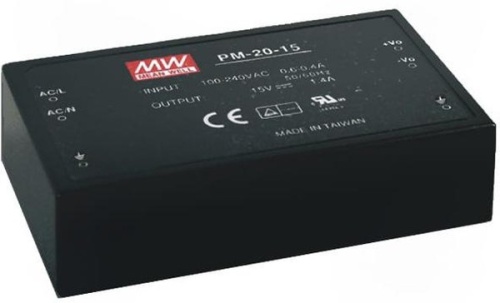 Источник питания AC-DC, 20 Вт, вход 85...264В AC 47...440 Гц, 120...370B DC, выход 3,3В/4,5А, изоляция 4000В AC, в кожухе 94х56х22,7мм, -20...+70C | код PM-20-3.3 | MeanWell