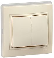 KVARTA Выключатель 2-клавишный ВС10-2-0-ККм-44 10А IP44 кремовый | код KV-V20-10-44-K33 | IEK