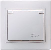 Розетка КВАРТА, скрытый монтаж, с заземлением, с крышкой, со шторками, белый | код. ERK12-K01-16-DM | IEK