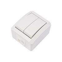 Выключатель двухклавишный INDUSTRIAL IP54, о/у, белый KRANZ | код KR-78-0832 | KRANZ