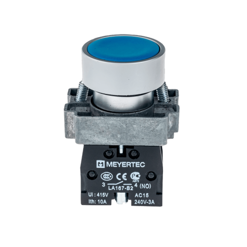 Кнопка плоская, синяя, 1NO, мет. MTB2-BAZ116 | код 58152 | MEYERTEC Кнопка плоская, синяя, 1NO, мет. MTB2-BAZ116 | код 58152 | MEYERTEC