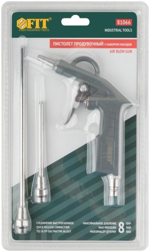 Пистолет продувочный с набором насадок, быстросъемное соединение | код 81066 | FIT фото 3