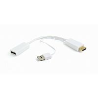 Конвертер HDMI->DisplayPort, Cablexpert DSC-HDMI-DP-W, HD19M+USBxHD20F, белый | код DSC-HDMI-DP-W | Cablexpert