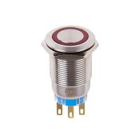 Кнопка антивандальная 19 12В Б/Фикс (5с) OFF-(ON) / ON-(OFF) красная REXANT | код 36-3430 | REXANT