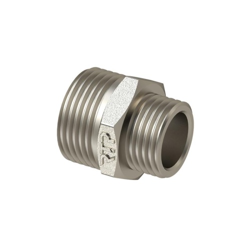 Ниппель переходной латунь наружн. резьба 2дюйм х1 1/2дюйм еврослот никель | код 40986 | RTP