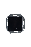 Кнопка клавишная с подсветкой, 16А 250 В, винтовой зажим, черный (20 шт.) , S15, SIMON | код 1591160-032 | SIMON