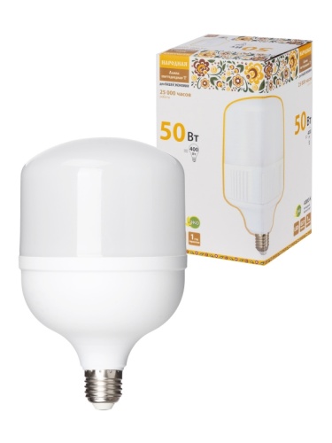 Лампа светодиодная T-50 Вт-230 В-4000 К–E27 (125x206 мм) НАРОДНАЯ | код SQ0340-1646 | TDM НАРОДНЫЙ