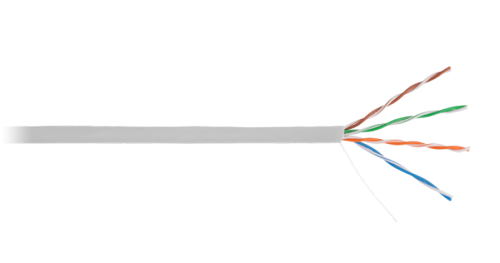Кабель NETLAN U/UTP 4 пары, Кат.5e (Класс D), 100МГц, одножильный, BC (чистая медь), внутренний, PVC нг(B), серый, 1м | код _EC-UU004-5E-PVC-GY_SL005 | NETLAN