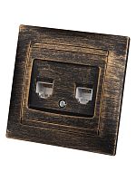 Розетка телефонная RJ11 + компьютерная RJ45 старинная бронза Лама TDM | код SQ1815-0760 | TDM