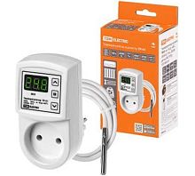 Терморегулятор в розетку ТР-01 (от -10 до +90 С, 230 В АС, 10 А, 2200 Вт, датчик IP67) TDM | код SQ1508-0011 | TDM