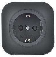 GLORY Розетка 1-местная для открытой установки с заземлением без защитных шторок 16А РС20-3-ХЧм черный матовый IEK | код ERH11-K02M-16 | IEK