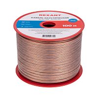 Кабель акустический REXANT 2х1,50 мм кв, прозрачный BLUELINE, бухта 100 м | код 01-6206-3| REXANT