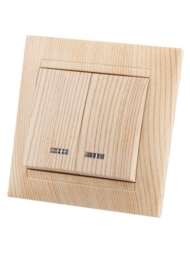 Выключатель 2 кл. с подсветкой 10А сосна Лама TDM | код SQ1815-0305 | TDM Выключатель 2 кл. с подсветкой 10А сосна Лама TDM | код SQ1815-0305 | TDM