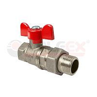 Кран шаровой со сгоном 11Б27фт1М никелированный 1' ВН ручка бабочка | код VF.227.NB1.100 | VALFEX-T