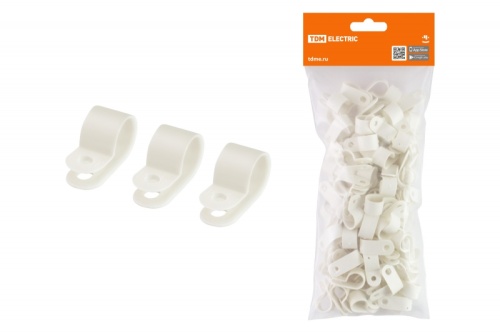 Скоба нейлоновая крепежная СКН-12 белая (100 шт) TDM | код SQ0514-0204 | TDM