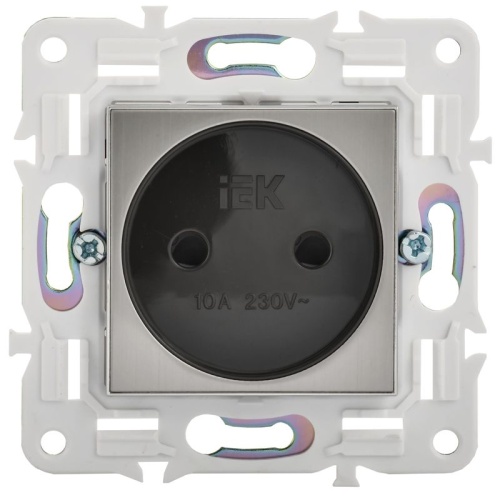 SKANDY Розетка без заземления с защитными шторками 10А SK-R01N никель IEK | код SK-R13-10-K50 | IEK фото 2