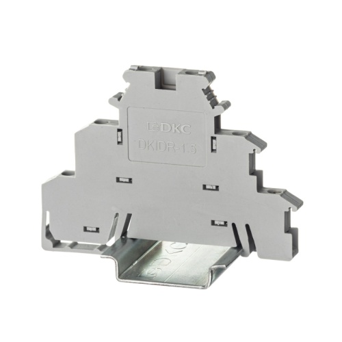 Клемма трехуровневая, винтовой зажим, 6 точек подключения, 2.5 кв.мм, серая | код DKIDR-1.5 | DKC