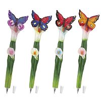 Ручка фигурная БАБОЧКИ, СИНЯЯ, 4 дизайна ассорти, 0,5 мм, дисплей, BRAUBERG, 142776 | код 142776 | BRAUBERG