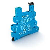 Розетка MasterOUTPUT с безвинтовыми клеммами Push-in для реле 34 серии, питание 230-240В АС, в комплекте пластиковая клипса, опции: LED | код 93658230 | FINDER