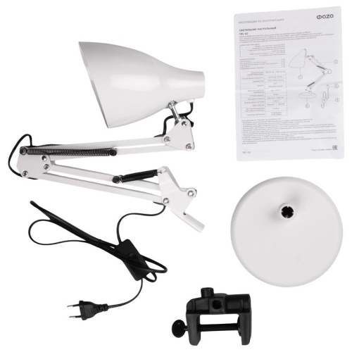 Светильник настольный TBL-02 Е27 на струбцине утяжеленная подставка белый ФАZА | код 5046252 | JazzWay фото 5 Светильник настольный TBL-02 Е27 на струбцине утяжеленная подставка белый ФАZА | код 5046252 | JazzWay фото 5