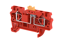 Клемма проходная пружинная 4 мм2 с размыкателем, на 2 подключения, красная SQK4-RED | код 2103120002 | Elmex