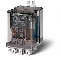 Универсальное электромеханическое реле, монтаж в наконечники Faston 187 (4.8х0.8мм), 3CO 10A, контакты AgNi, катушка 125В DC, степень защиты RTI, боковой монтажный фланец, опции: нет | код 606391250000 | FINDER