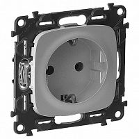 Розетка VALENA ALLURE, скрытый монтаж, с заземлением, алюминий | код. 753921 | Legrand