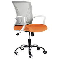 Кресло BRABIX Wings MG-306, пластик белый, хром, сетка, серое/оранжевое | код 532011 | BRABIX