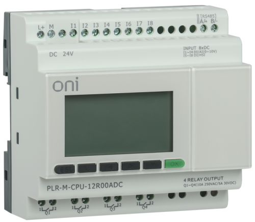 Микро ПЛК PLR-M. CPU DI16/DO08(R)/AO02 24В DC ONI | код PLR-M-CPU-26R02ADC | ONI