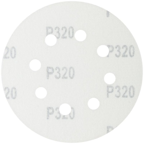 Круги шлифовальные с отверстиями (липучка), алюминий-оксидные, 125 мм, 5 шт. Р 320 | код 39840М | FIT фото 2
