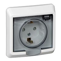 Розетка ETUDE, скрытый монтаж, с заземлением, с крышкой, со шторками, белый | код. PC16-044b | Schneider Electric