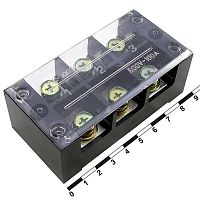 Клеммная колодка винтовая с крышкой RUICHI TB-10003, 6 контактов, 100 А, 600 В, 0,5…10 мм2, корпус пластик модифицированный | код 81038 | Ruichi